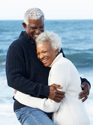 Old couple in the beach - Dentures